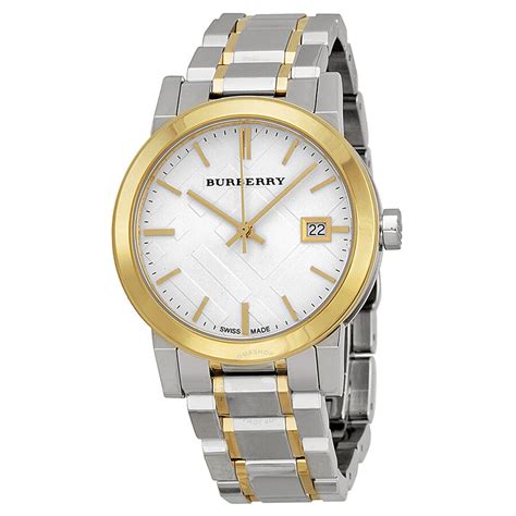 burberry silver watch blue face